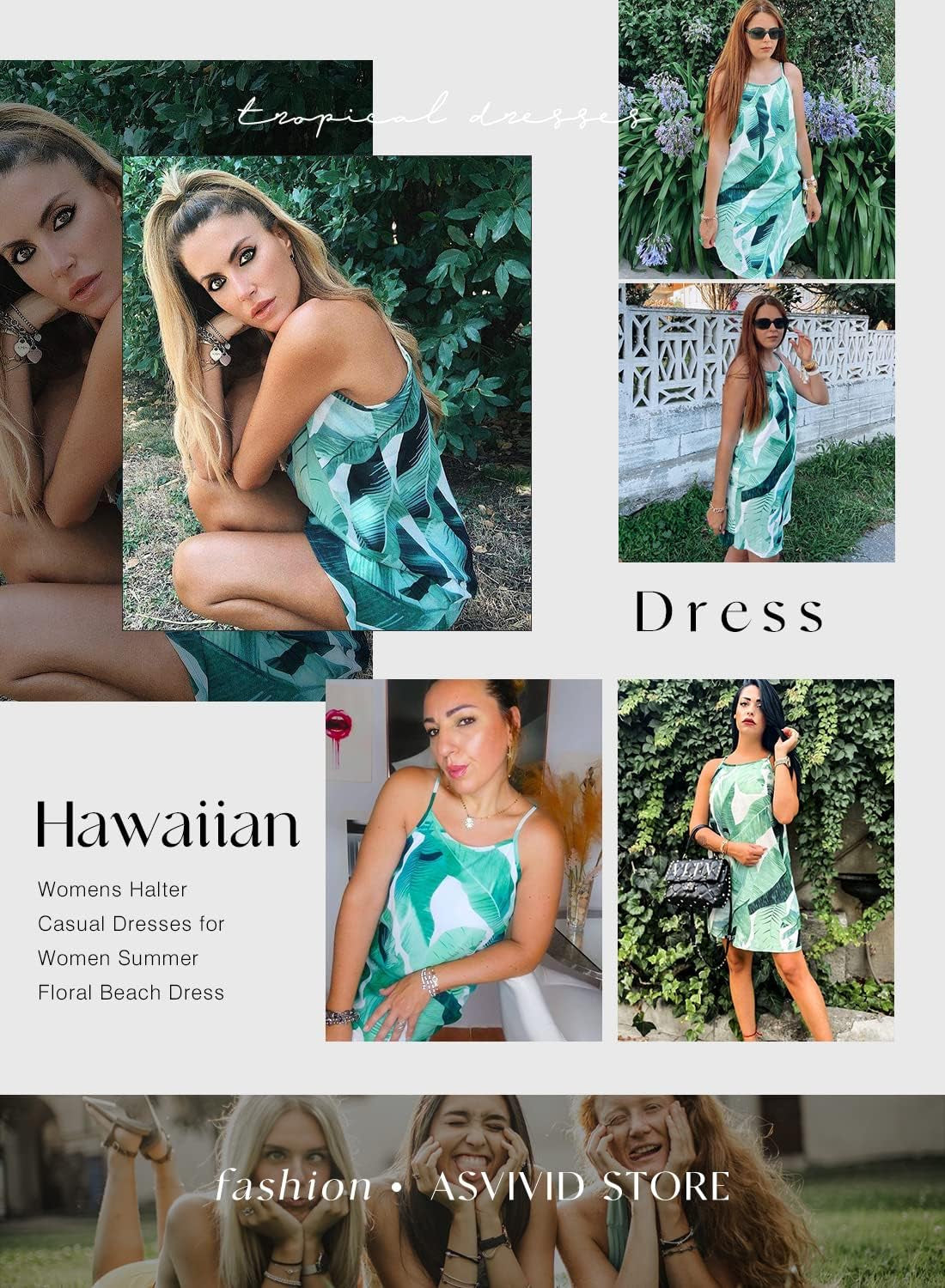 Womens Halter Palm Leaf Floral Casual Dresses Summer Beach Dress Sleeveless Short Sundresses XS-XL