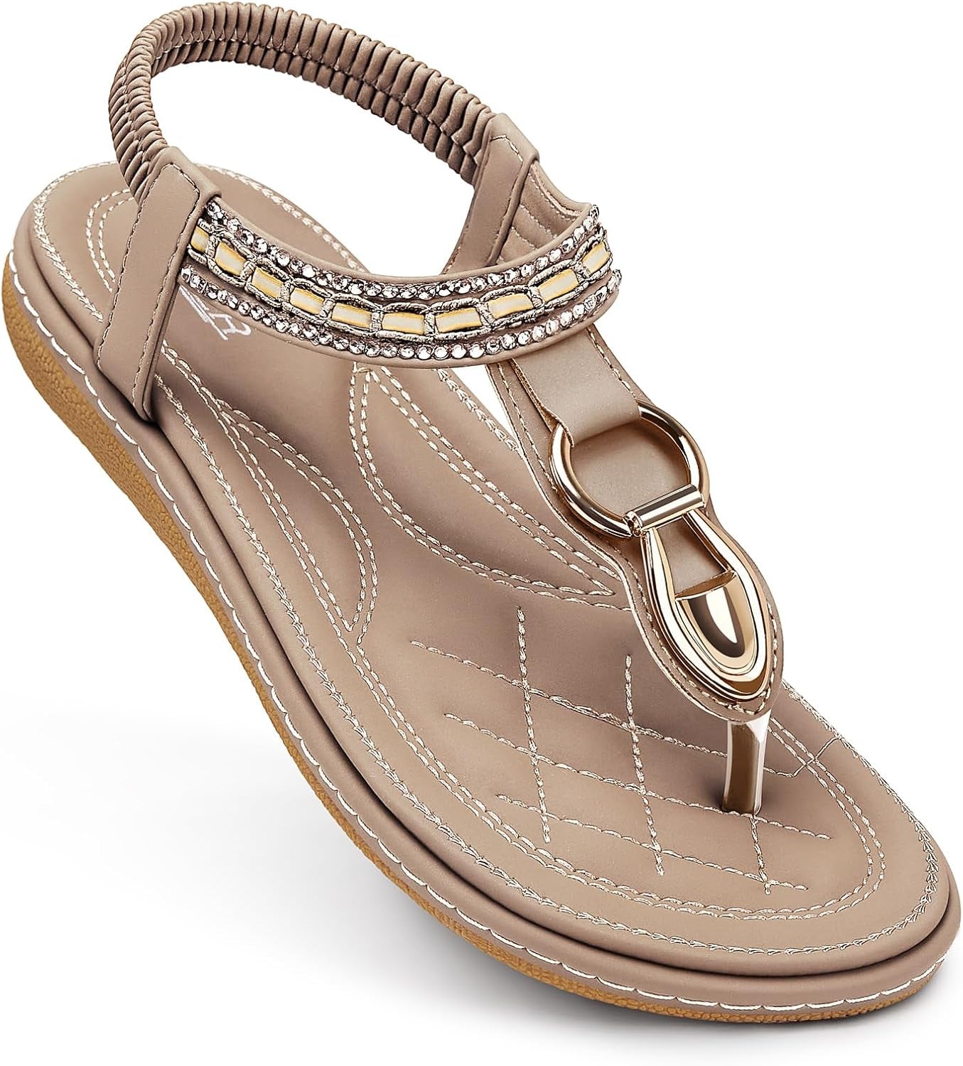 Womens Sandals Dressy Summer: Women Comfortable Walking Flat Bohemian T-Strap Ladies Casual Comfy Sandals