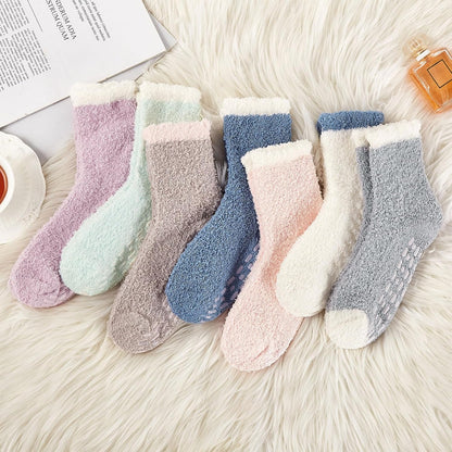 Women'S Fuzzy Slipper Socks - Warm, Fluffy, Cozy Crew Socks for Winter