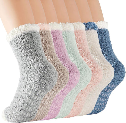 Women'S Fuzzy Slipper Socks - Warm, Fluffy, Cozy Crew Socks for Winter