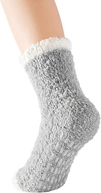 Women'S Fuzzy Slipper Socks - Warm, Fluffy, Cozy Crew Socks for Winter
