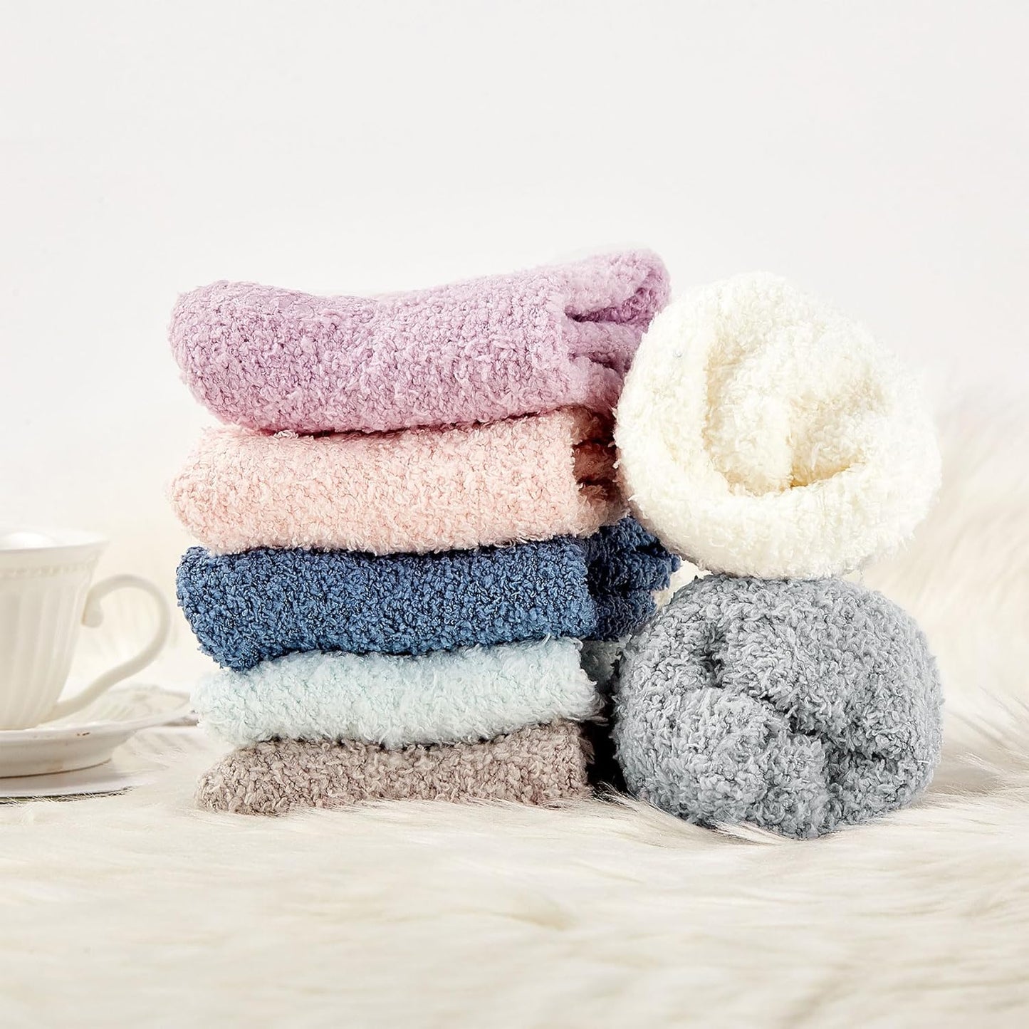 Women'S Fuzzy Slipper Socks - Warm, Fluffy, Cozy Crew Socks for Winter